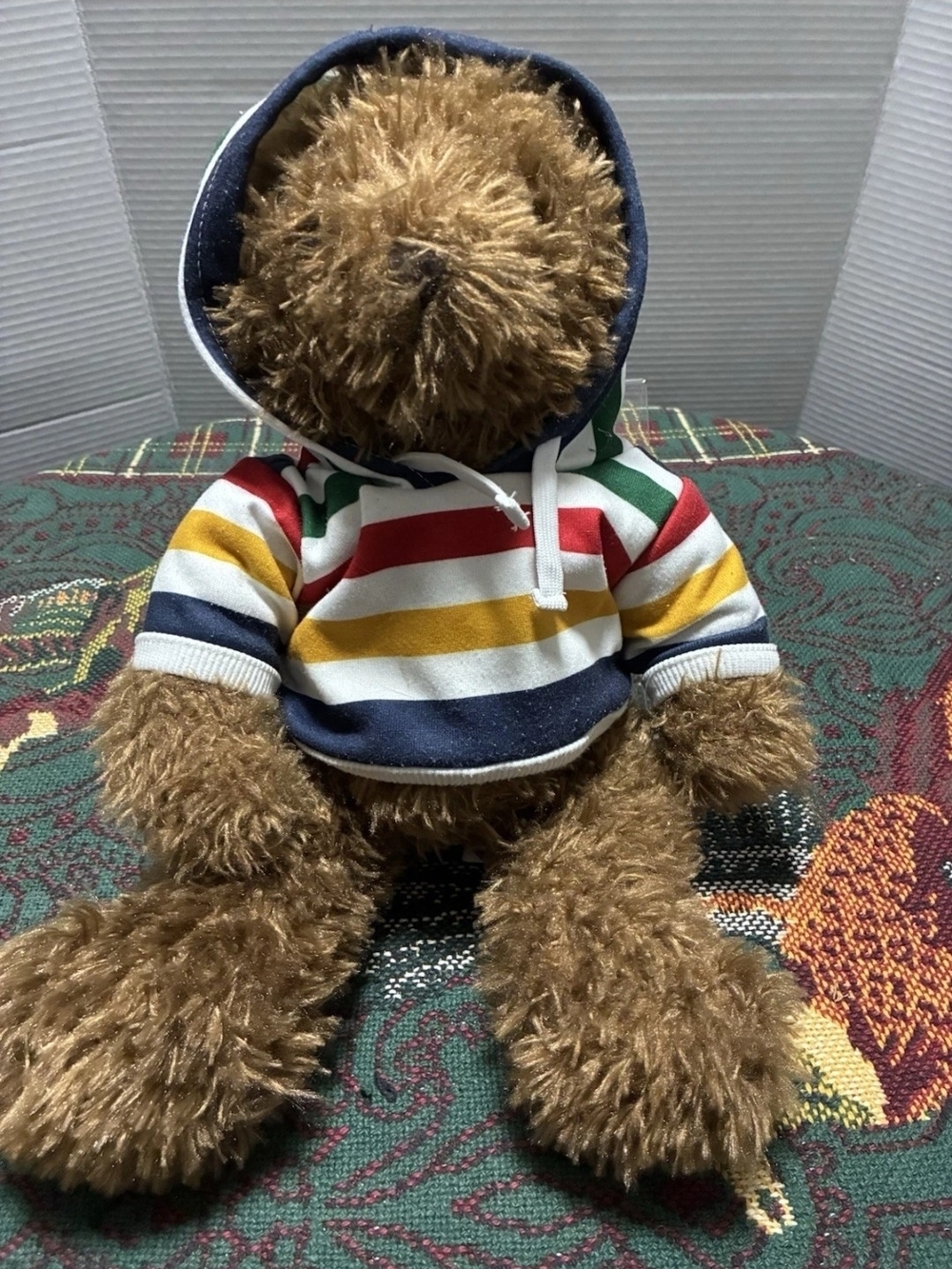 Vintage.HUDSON BAY TEDDY BEAR WITH STRIPED HOODIE